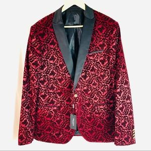MACEOO Designer Blazer Tesla Inspiration Red 48 XL Jaquard NWT